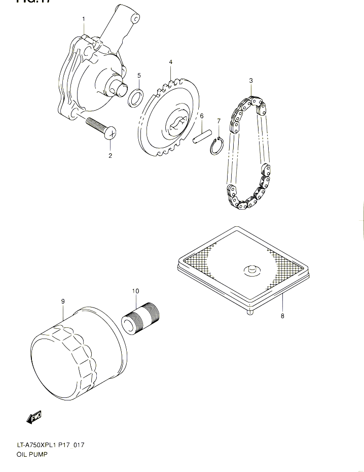 POMPE A HUILE POUR SUZUKI KINGQUAD 750 2011 POUR SUZUKI KINGQUADLT A750XP L1 