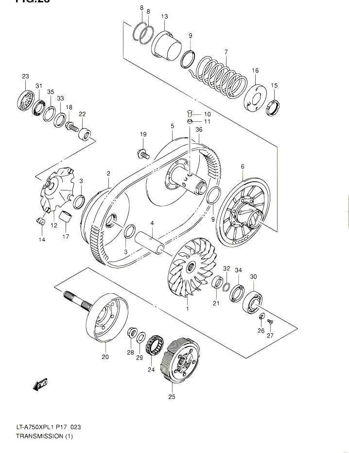 TRANSMISSION 1 POUR SUZUKI KINGQUAD 750 2011 POUR SUZUKI KINGQUADLT A750XP L1 