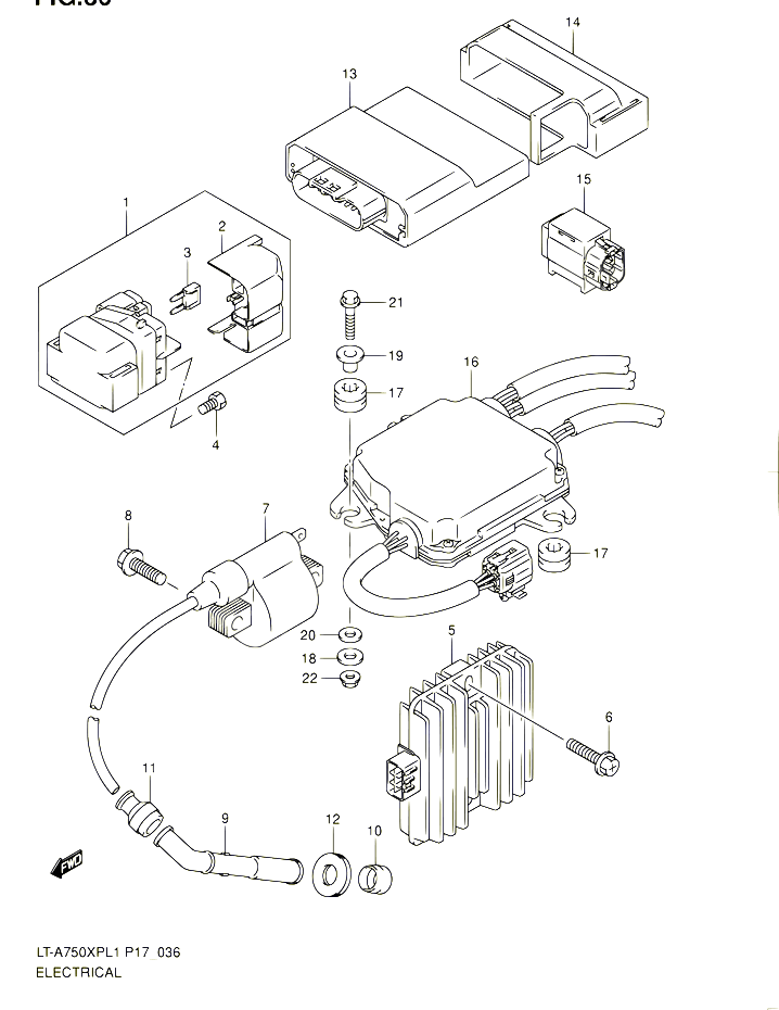 PARTIE ELECTRIQUE LT A750XPL1 P24 POUR SUZUKI KINGQUAD 750 2011 POUR SUZUKI KINGQUADLT A750XP L1 