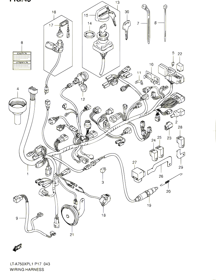 FAISCEAU ELECTRIQUE LT A750XPL1 P17 POUR SUZUKI KINGQUAD 750 2011 POUR SUZUKI KINGQUADLT A750XP L1 