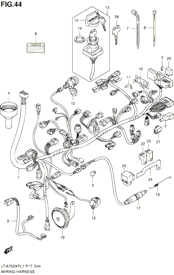 FAISCEAU ELECTRIQUE LT A750XPL1 P24 POUR SUZUKI KINGQUAD 750 2011 POUR SUZUKI KINGQUADLT A750XP L1 