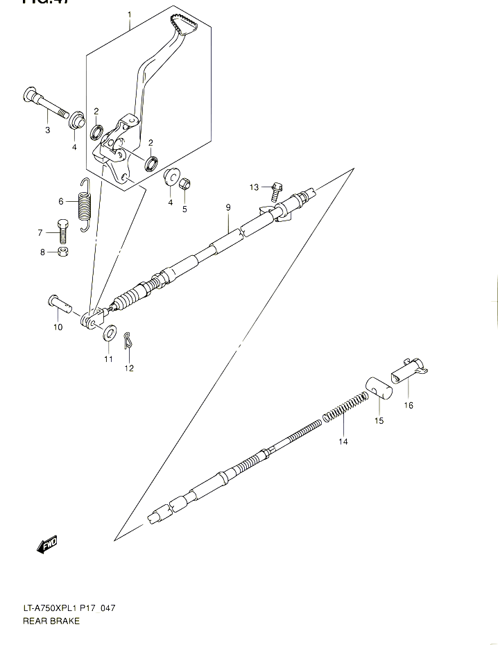 FREIN ARRIERE POUR SUZUKI KINGQUAD 750 2011 POUR SUZUKI KINGQUADLT A750XP L1 