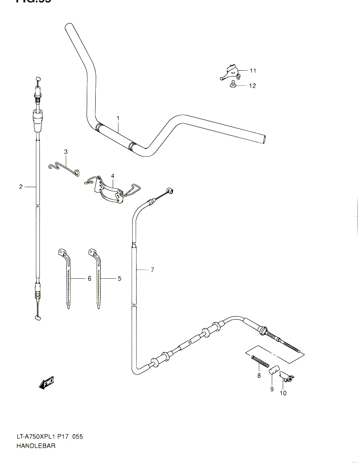 GUIDON POUR SUZUKI KINGQUAD 750 2011 POUR SUZUKI KINGQUADLT A750XP L1 