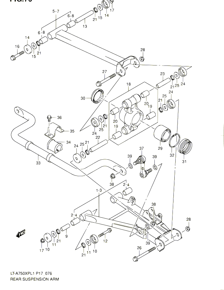 BRAS SUSPENSION ARRIERE POUR SUZUKI KINGQUAD 750 2011 POUR SUZUKI KINGQUADLT A750XP L1 