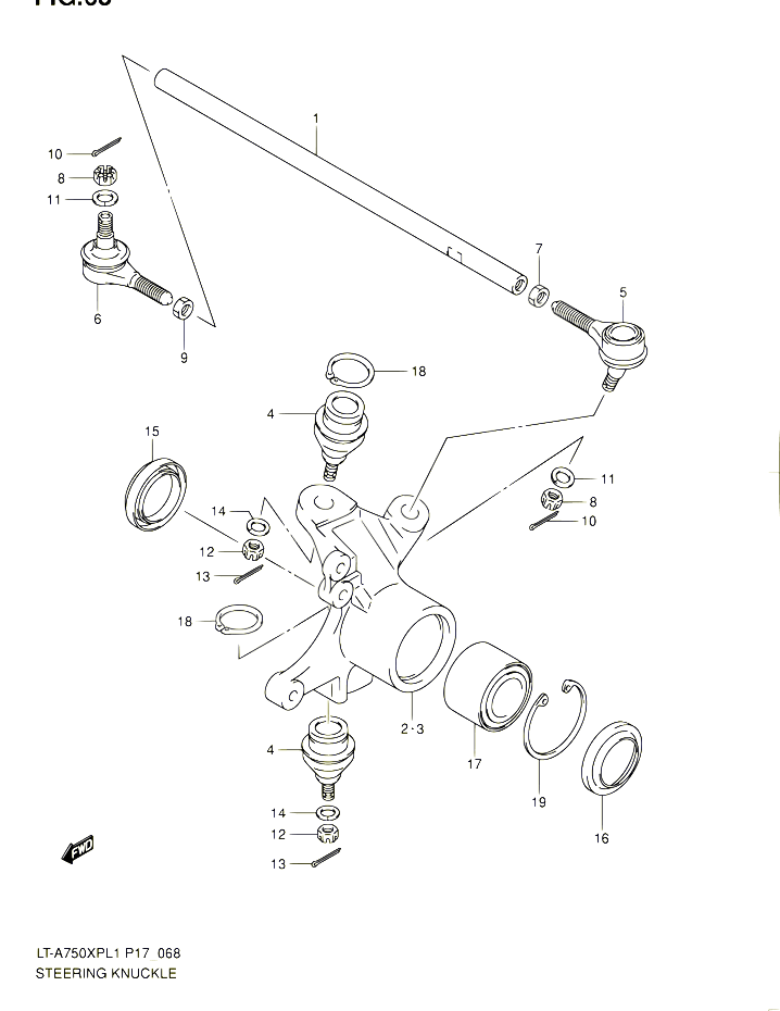 BIELLETTE DE DIRECTION MOYEU POUR SUZUKI KINGQUAD 750 2011 POUR SUZUKI KINGQUADLT A750XP L1 