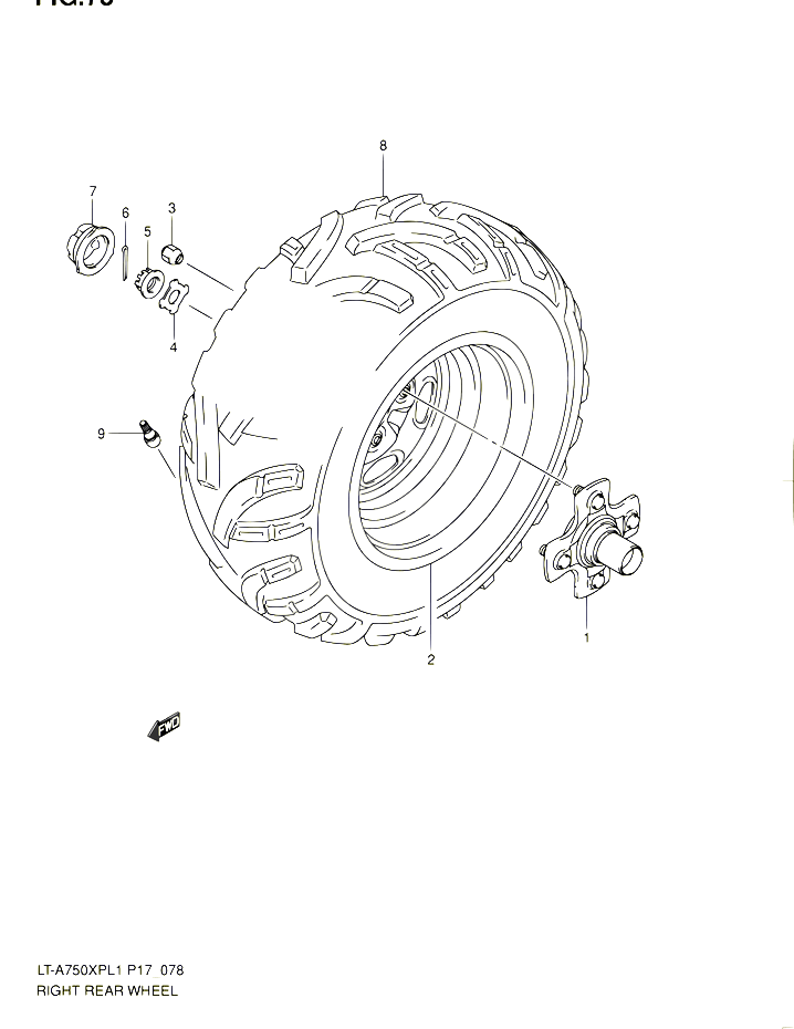 ROUE ARRIERE DROITE POUR SUZUKI KINGQUAD 750 2011 POUR SUZUKI KINGQUADLT A750XP L1 