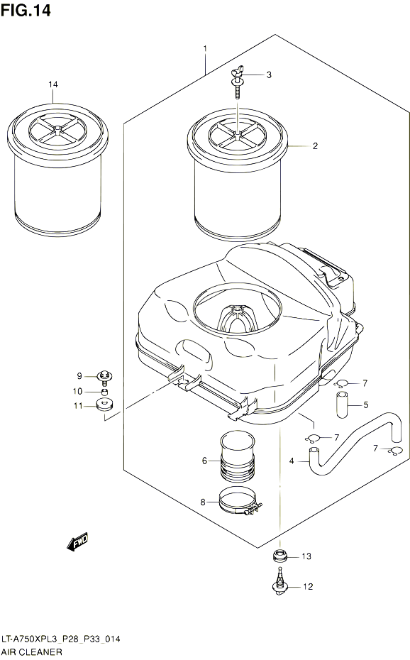 FILTRE A AIR POUR SUZUKI KINGQUAD 750 2013 POUR SUZUKI KINGQUADLT A750XP L3  LT A750XPZ L3 