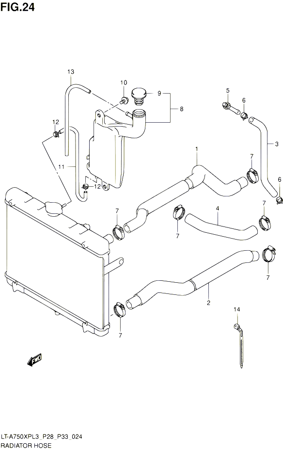 DURITE DE RADIATEUR POUR SUZUKI KINGQUAD 750 2013 POUR SUZUKI KINGQUADLT A750XP L3  LT A750XPZ L3 