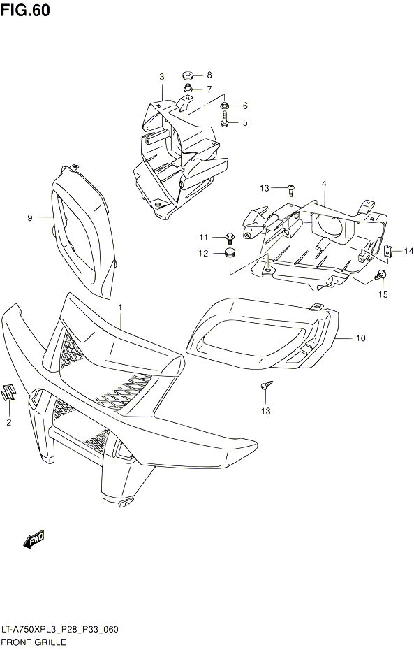 PARE CHOC AVANT ENTOURAGE DE PHARE LT A750XPL3 P33 POUR SUZUKI KINGQUAD 750 2013 POUR SUZUKI KINGQUADLT A750XP L3 LT A750XPZ L3 