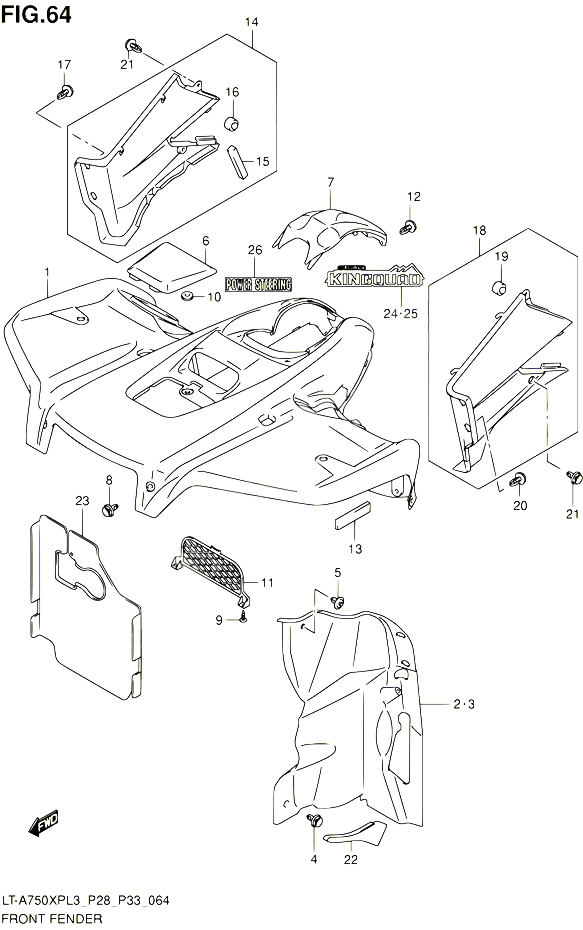 GARDE BOUE AVANT LT A750XPL3 P33 POUR SUZUKI KINGQUAD 750 2013 POUR SUZUKI KINGQUADLT A750XP L3  LT A750XPZ L3 