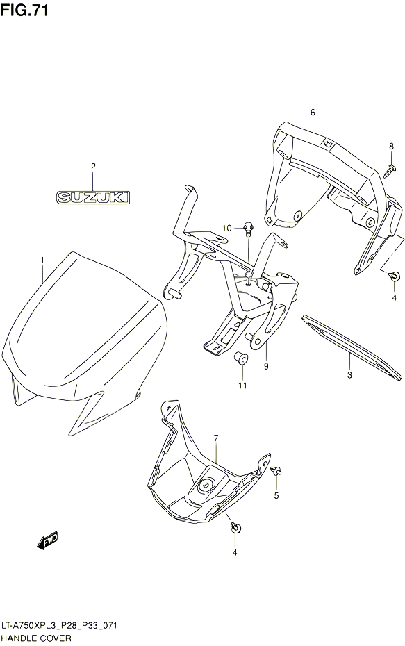 CARENAGE TETE DE FOURCHE LT A750XPZL3 P33 POUR SUZUKI KINGQUAD 750 2013 POUR SUZUKI KINGQUADLT A750XP L3 LT A750XPZ L3 