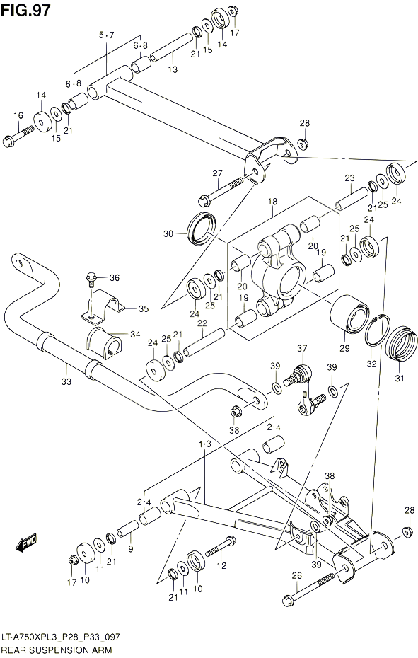 BRAS SUSPENSION ARRIERE POUR SUZUKI KINGQUAD 750 2013 POUR SUZUKI KINGQUADLT A750XP L3 LT A750XPZ L3 
