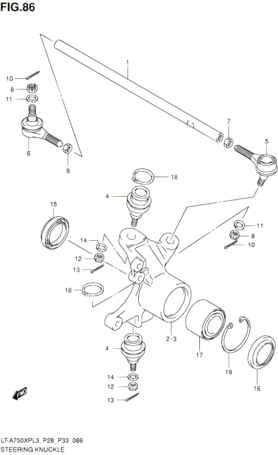 BIELLETTE DE DIRECTION MOYEU POUR SUZUKI KINGQUAD 750 2013 POUR SUZUKI KINGQUADLT A750XP L3 LT A750XPZ L3 
