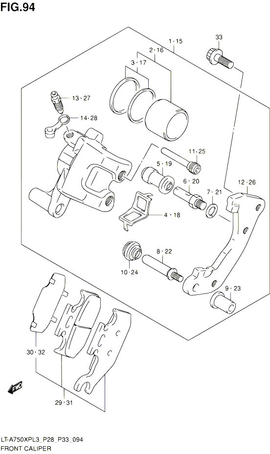 ETRIER DE FREIN AVANT POUR SUZUKI KINGQUAD 750 2013 POUR SUZUKI KINGQUADLT A750XP L3 LT A750XPZ L3 