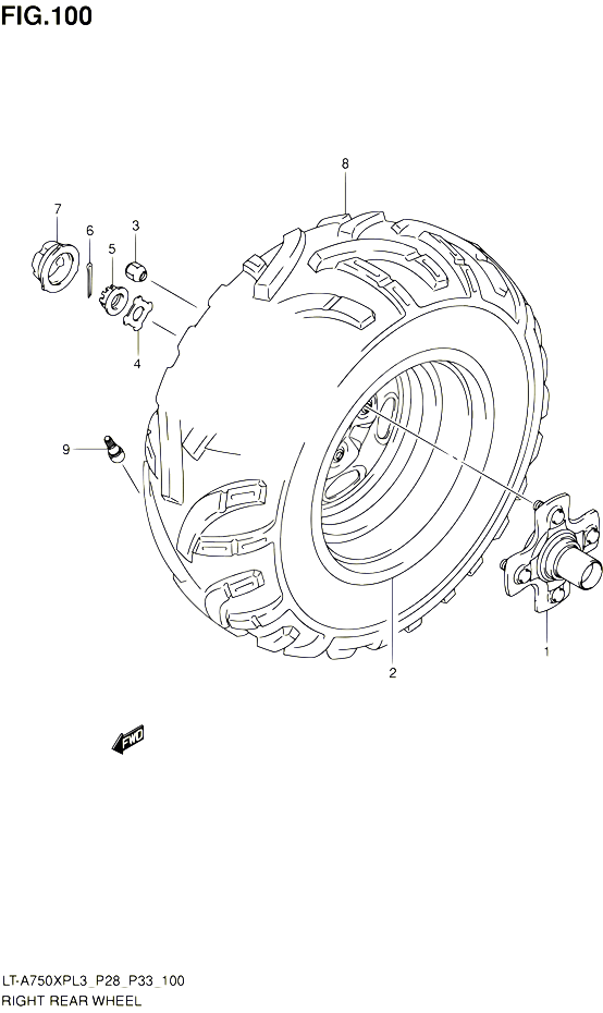ROUE ARRIERE DROITE LT A750XPL3 P33 POUR SUZUKI KINGQUAD 750 2013 POUR SUZUKI KINGQUADLT A750XP L3 LT A750XPZ L3 