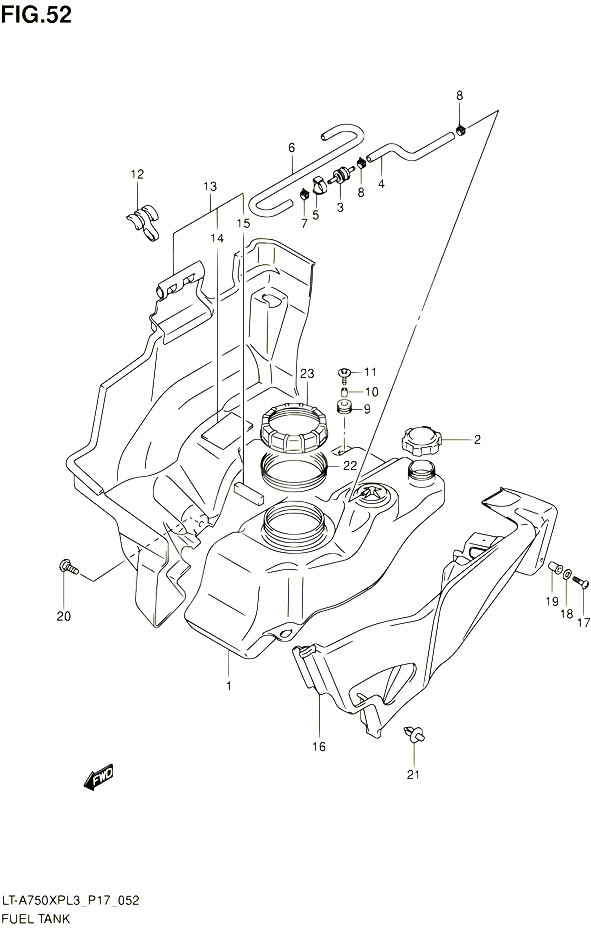 RESERVOIR DESSENCE POUR SUZUKI KINGQUAD 750 2013 POUR SUZUKI KINGQUADLT A750XP L3 LT A750XPZ L3 