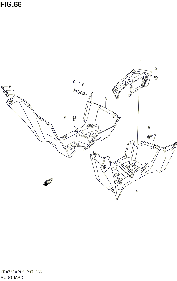 GARDE BOUE POUR SUZUKI KINGQUAD 750 2013 POUR SUZUKI KINGQUADLT A750XP L3 LT A750XPZ L3 