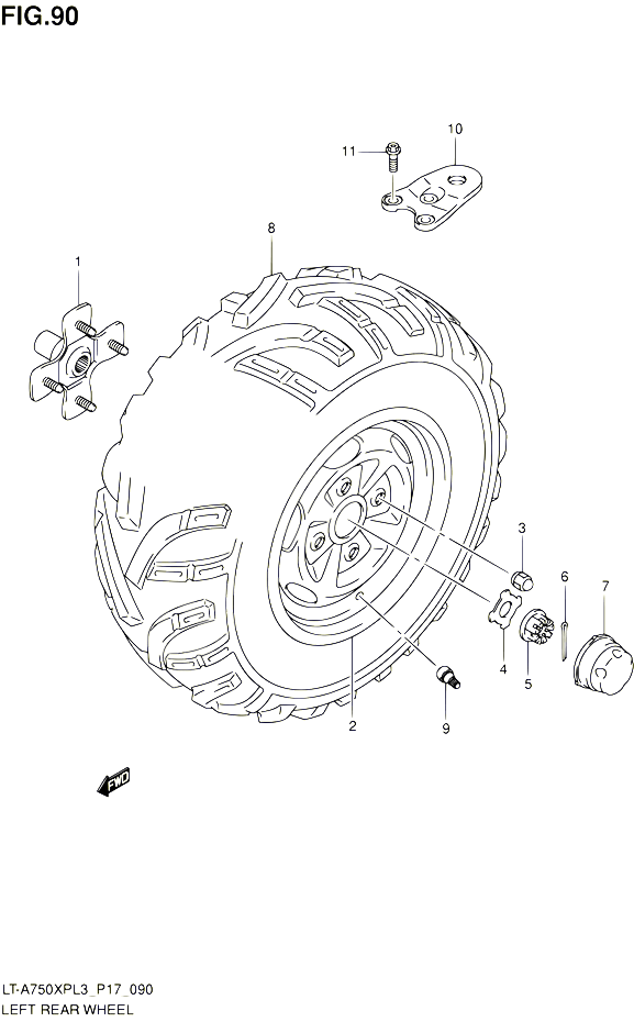 ROUE ARRIERE GAUCHE LT A750XPL3 P17 POUR SUZUKI KINGQUAD 750 2013 POUR SUZUKI KINGQUADLT A750XP L3 LT A750XPZ L3 