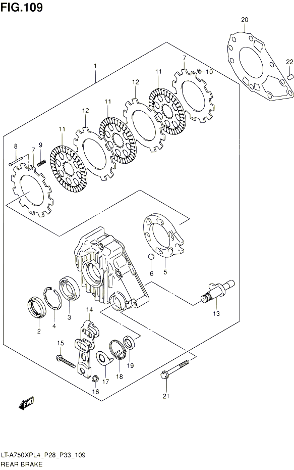 FREIN ARRIERE POUR SUZUKI KINGQUAD 750 2014 POUR SUZUKI KINGQUADLT A750XP L4  LT A750XPZ L4 