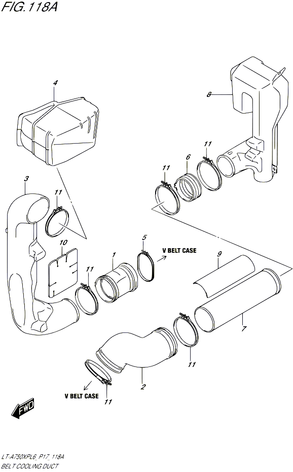 CONDUIT DADMISSION CARTER COURROIE POUR SUZUKI KINGQUAD 750 2016 POUR SUZUKI KINGQUADLT A750XP L6 LT A750XPZ L6 