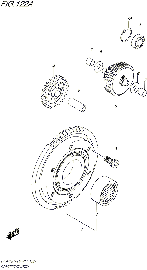 ROUE LIBRE DE DEMARREUR POUR SUZUKI KINGQUAD 750 2016 POUR SUZUKI KINGQUADLT A750XP L6  LT A750XPZ L6 