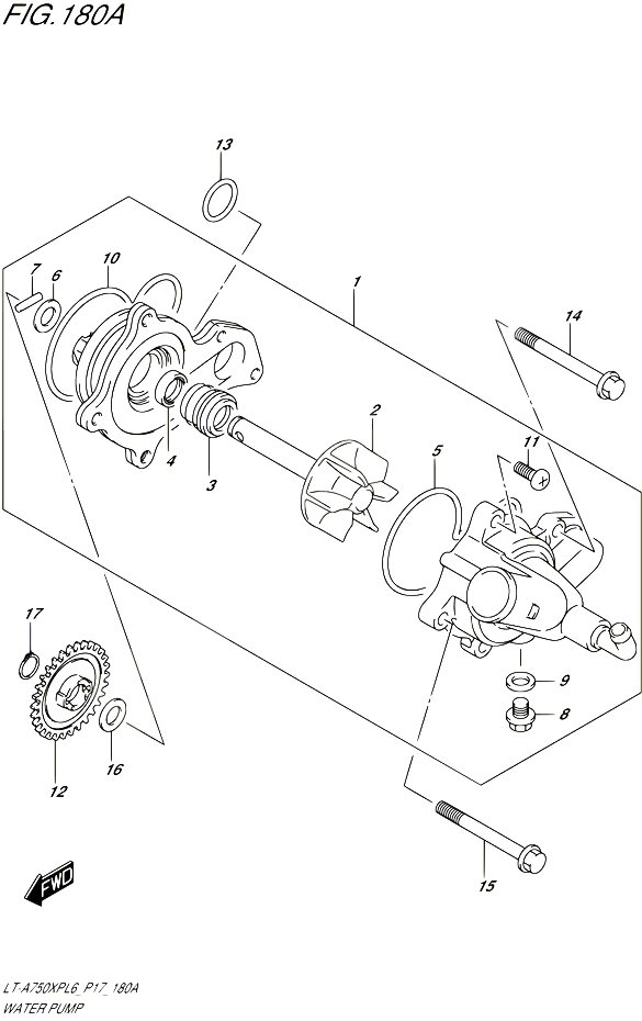 POMPE A EAU POUR SUZUKI KINGQUAD 750 2016 POUR SUZUKI KINGQUADLT A750XP L6 LT A750XPZ L6 