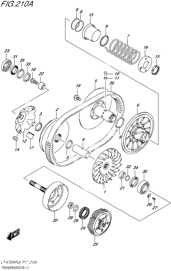 TRANSMISSION 1 POUR SUZUKI KINGQUAD 750 2016 POUR SUZUKI KINGQUADLT A750XP L6  LT A750XPZ L6 