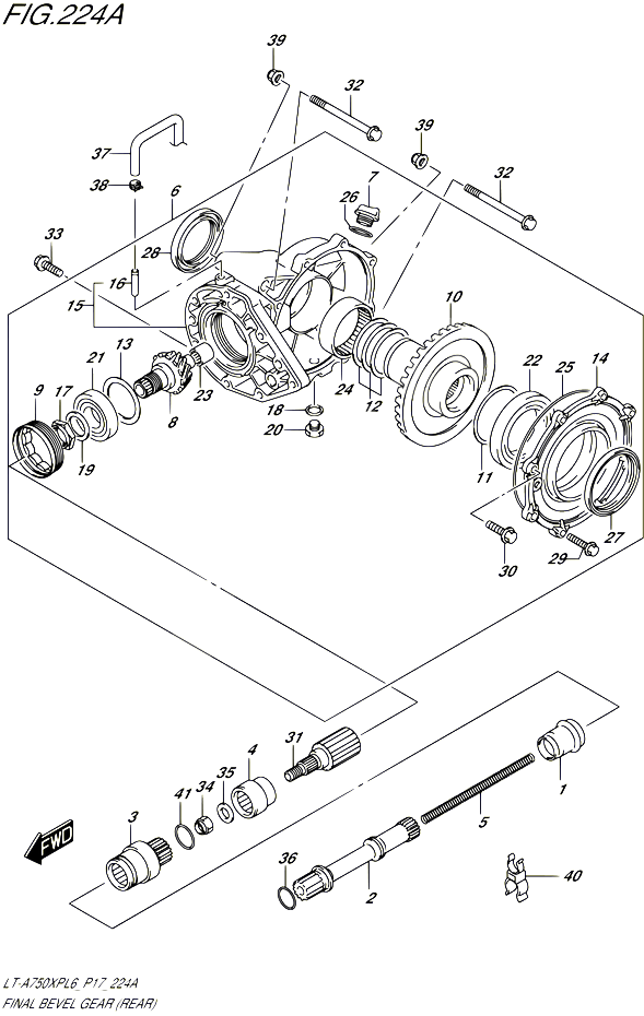 CARDAN COUPLE CONIQUE ARRIERE POUR SUZUKI KINGQUAD 750 2016 POUR SUZUKI KINGQUADLT A750XP L6  LT A750XPZ L6 