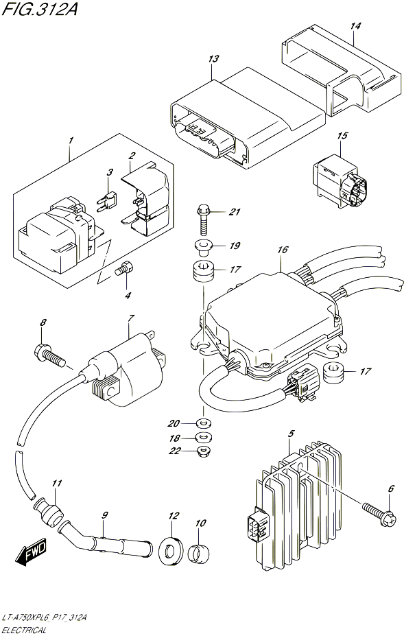PARTIE ELECTRIQUE POUR SUZUKI KINGQUAD 750 2016 POUR SUZUKI KINGQUADLT A750XP L6 LT A750XPZ L6 