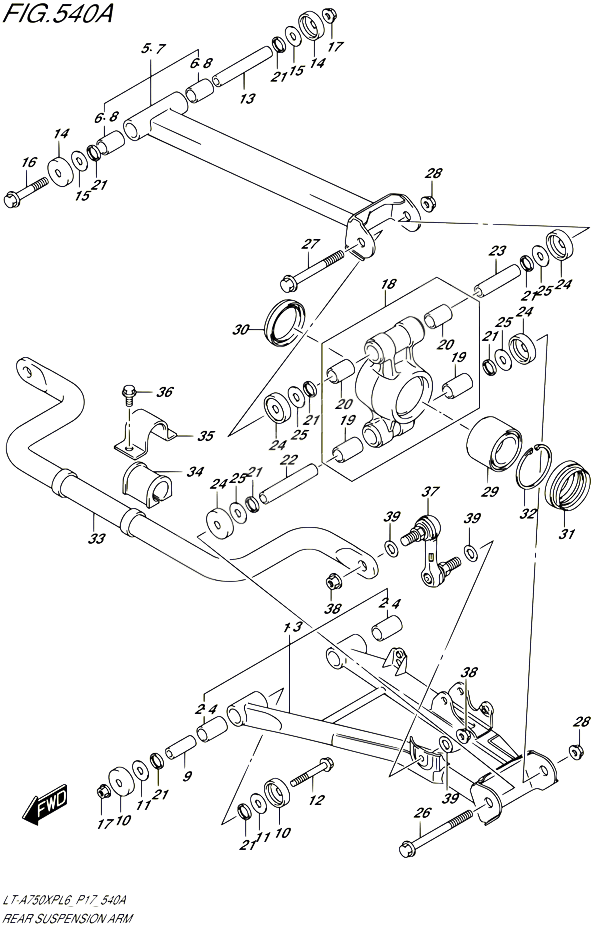 BRAS SUSPENSION ARRIERE POUR SUZUKI KINGQUAD 750 2016 POUR SUZUKI KINGQUADLT A750XP L6  LT A750XPZ L6 