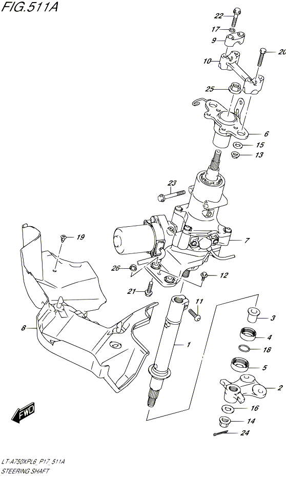 COLONNE DE DIRECTION POUR SUZUKI KINGQUAD 750 2016 POUR SUZUKI KINGQUADLT A750XP L6  LT A750XPZ L6 