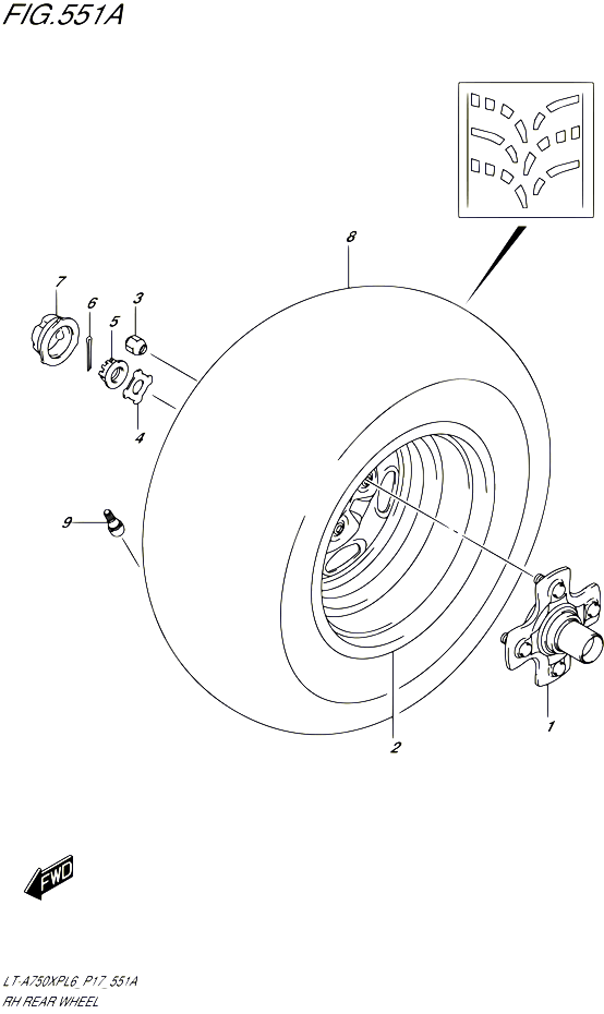 ROUE ARRIERE DROITE POUR SUZUKI KINGQUAD 750 2016 POUR SUZUKI KINGQUADLT A750XP L6  LT A750XPZ L6 