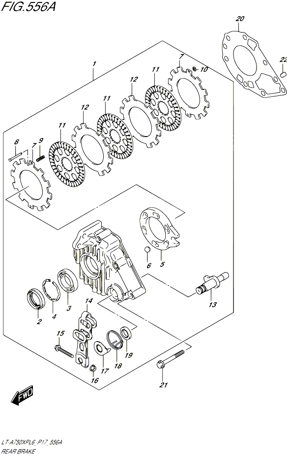 FREIN ARRIERE POUR SUZUKI KINGQUAD 750 2016 POUR SUZUKI KINGQUADLT A750XP L6  LT A750XPZ L6 