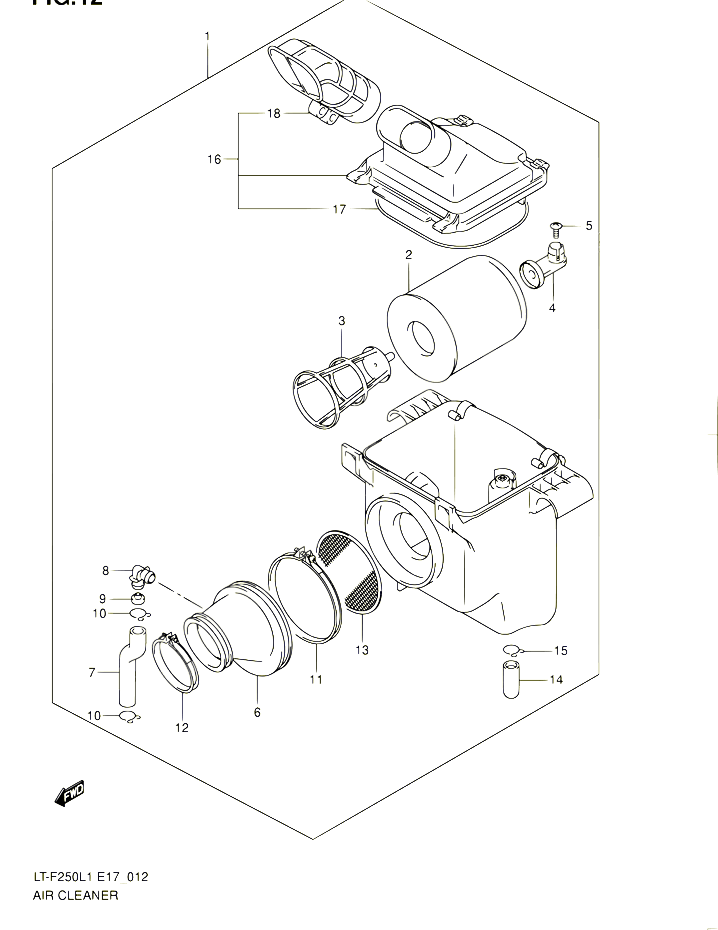 FILTRE A AIR LT F250L1 E17 POUR SUZUKI OZARK 250 2011 POUR SUZUKI OZARKLT F250 L1 