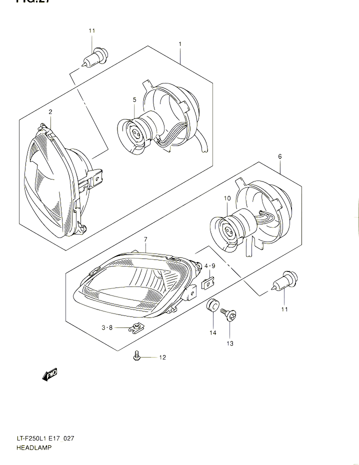 PHARE POUR SUZUKI OZARK 250 2011 POUR SUZUKI OZARKLT F250 L1 