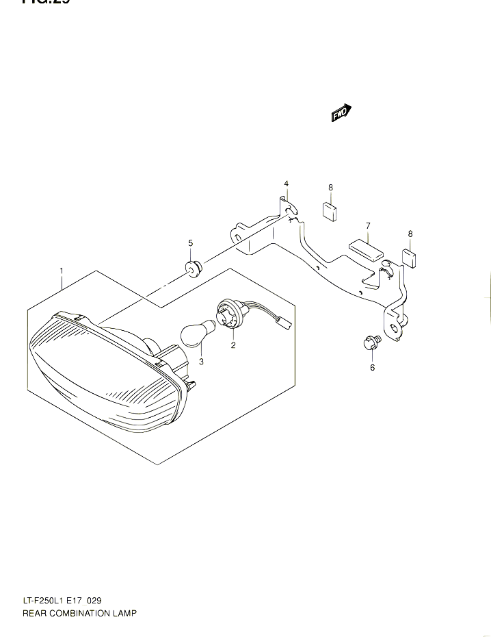 ENSEMBLE FEU ARRIERE LT F250L1 E24 POUR SUZUKI OZARK 250 2011 POUR SUZUKI OZARKLT F250 L1 