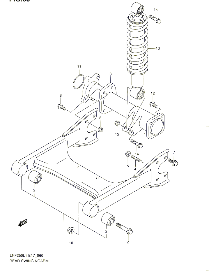 BRAS OSCILLANT ARRIERE POUR SUZUKI OZARK 250 2011 POUR SUZUKI OZARKLT F250 L1 