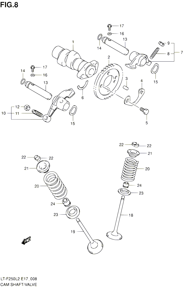 ARBRE A CAMES VALVE POUR SUZUKI OZARK 250 2012 POUR SUZUKI OZARKLT F250 L2 