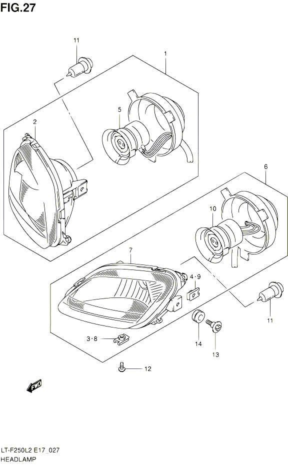 PHARE POUR SUZUKI OZARK 250 2012 POUR SUZUKI OZARKLT F250 L2 