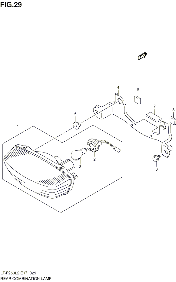 ENSEMBLE FEU ARRIERE LT F250L2 E24 POUR SUZUKI OZARK 250 2012 POUR SUZUKI OZARKLT F250 L2 