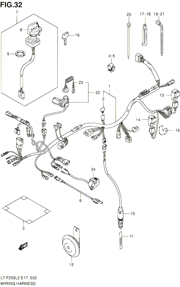 FAISCEAU ELECTRIQUE LT F250L2 E17 POUR SUZUKI OZARK 250 2012 POUR SUZUKI OZARKLT F250 L2 