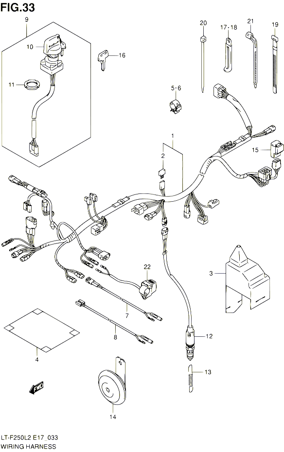 FAISCEAU ELECTRIQUE LT F250L2 E24 POUR SUZUKI OZARK 250 2012 POUR SUZUKI OZARKLT F250 L2 
