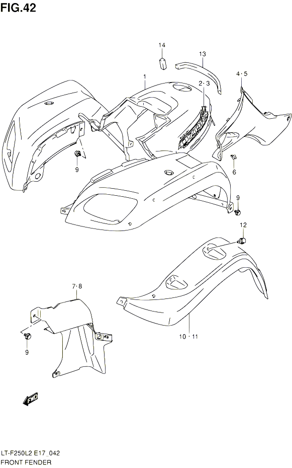 GARDE BOUE AVANT POUR SUZUKI OZARK 250 2012 POUR SUZUKI OZARKLT F250 L2 