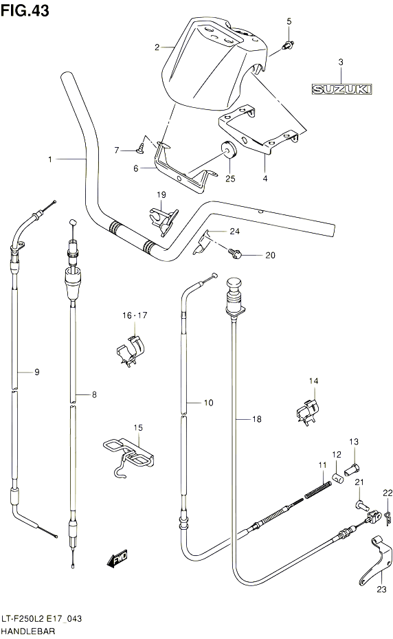 GUIDON LT F250L2 E17 POUR SUZUKI OZARK 250 2012 POUR SUZUKI OZARKLT F250 L2 