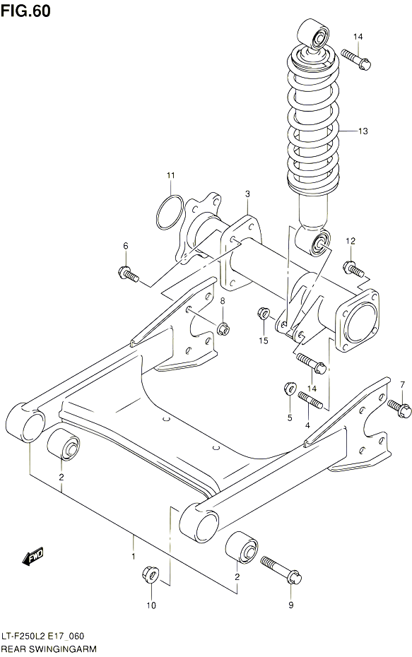 BRAS OSCILLANT ARRIERE POUR SUZUKI OZARK 250 2012 POUR SUZUKI OZARKLT F250 L2 