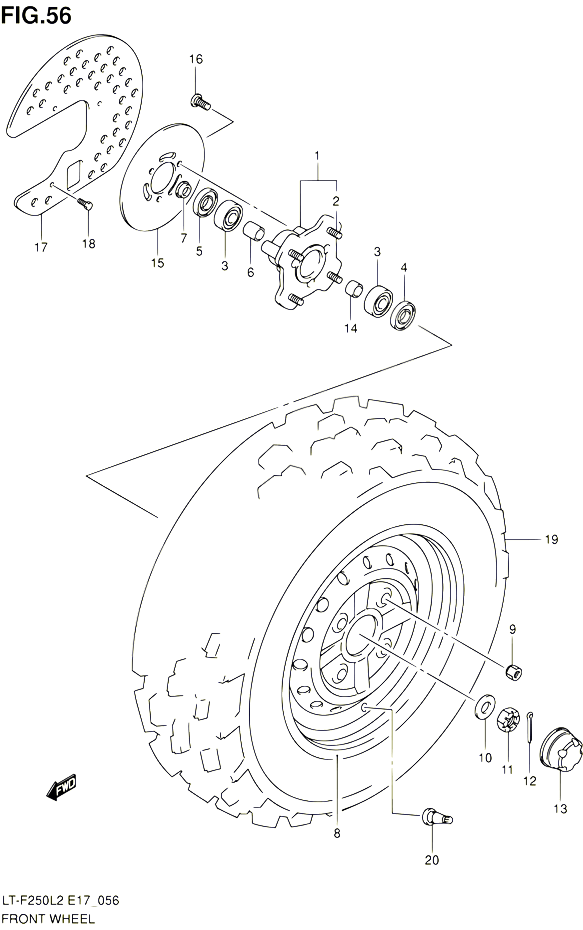 ROUE AVANT POUR SUZUKI OZARK 250 2012 POUR SUZUKI OZARKLT F250 L2 