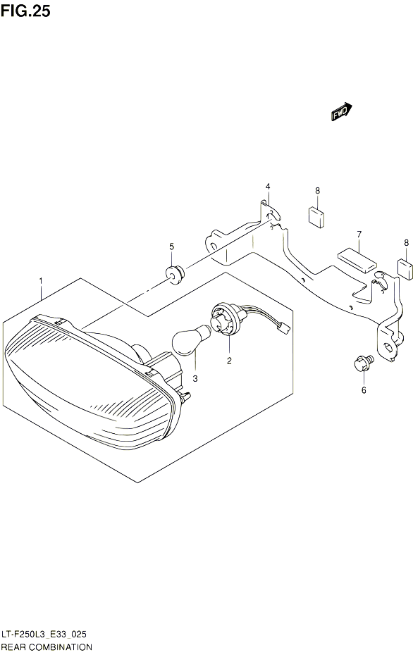 ENSEMBLE FEU ARRIERE POUR SUZUKI OZARK 250 2013 POUR SUZUKI OZARKLT F250 L3 