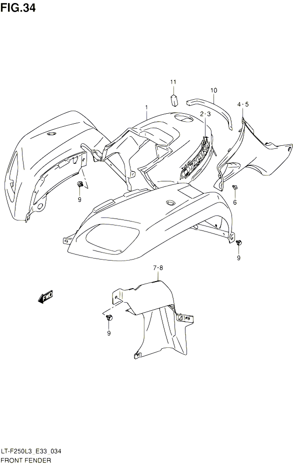 GARDE BOUE AVANT POUR SUZUKI OZARK 250 2013 POUR SUZUKI OZARKLT F250 L3 