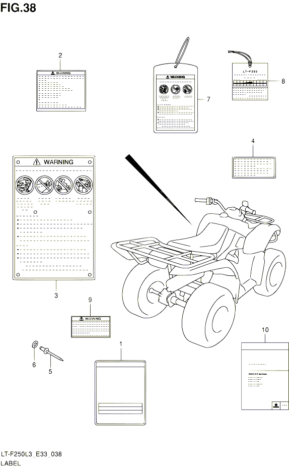 ETIQUETTE POUR SUZUKI OZARK 250 2013 POUR SUZUKI OZARKLT F250 L3 