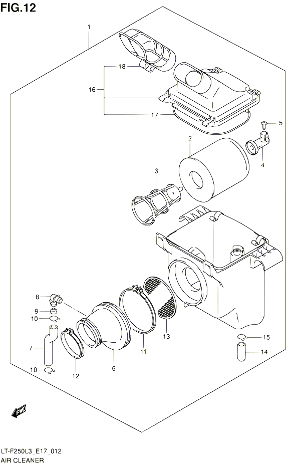 FILTRE A AIR LT F250L3 E17 POUR SUZUKI OZARK 250 2013 POUR SUZUKI OZARKLT F250 L3 